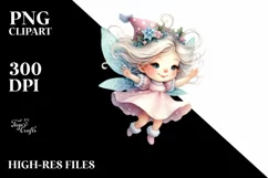 Whimsical Fairy Tumbling in Snow PNG Product Image 1