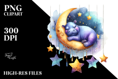 Hippo Sleeping on the Moon PNG Product Image 2