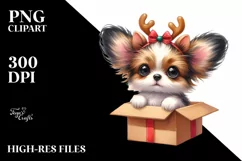 a Cute Watercolor Papillon PNG Product Image 1