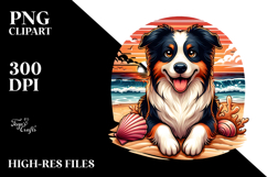 Border Collie at Sunset Beach | Clipart Product Image 2