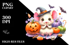 Cute Baby Mouse in Halloween Setting | Clipart Product Image 2