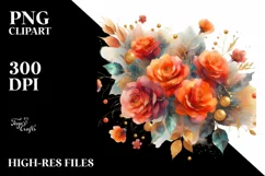 Vibrant Abstract with Orange Roses PNG Product Image 3