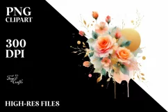 Vibrant Abstract with Orange Roses PNG Product Image 3