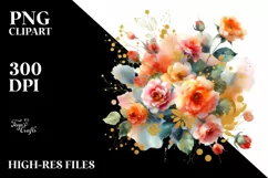 Vibrant Abstract with Orange Roses PNG Product Image 1