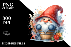 Smiling GNOME in Watercolor Bucket | Clipart Product Image 2