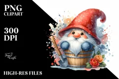 Smiling GNOME in Watercolor Bucket | Clipart Product Image 3