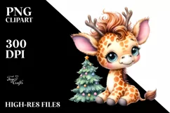 Expressive Baby Christmas Giraffe PNG Product Image 3