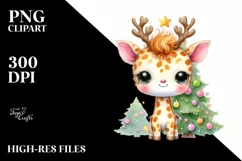 Expressive Baby Christmas Giraffe PNG Product Image 3
