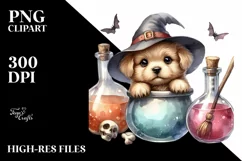 Cute Baby Puppy Popping Out from Witch Potion Product Image 3