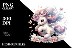 Cute Baby Unicorn Tumbling with Spring Petals | Sublimation Product Image 3