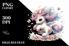 Cute Baby Unicorn Tumbling with Spring Petals | Sublimation Product Image 3