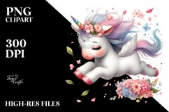 Cute Baby Unicorn Tumbling with Spring Petals | Sublimation Product Image 3