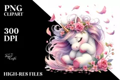 Cute Baby Unicorn Tumbling with Spring Petals in the Wind | Product Image 3