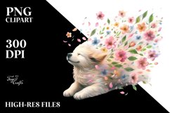 Tumbling Dog with Spring Petals | Sublimation | Clipart Product Image 3