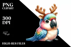 Expressive Baby Christmas Macaw PNG Product Image 3