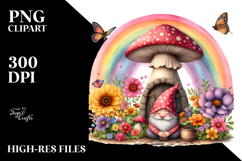 Gnome House Rainbow Flowers | Clipart Product Image 2