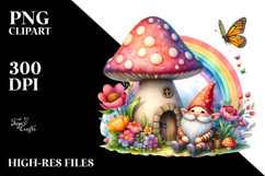 Gnome House Rainbow Flowers | Clipart Product Image 2