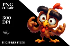 Goofy Cartoon Chicken PNG Product Image 2