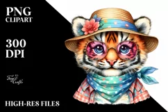 Layered Cute Baby Tiger Watercolor Splash Product Image 1
