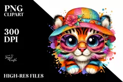 Layered Cute Baby Tiger Watercolor Splash Product Image 1