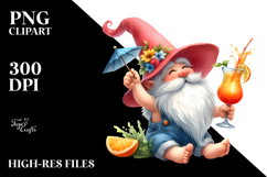 Whimsical Gnome Drinking Cocktail in Summer Clothes, Product Image 2