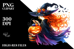 Vibrant Witch Halloween Pumpkin | Clipart Product Image 2