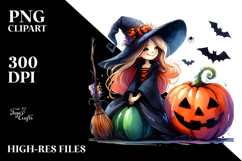 Vibrant Witch Halloween Pumpkin | Clipart Product Image 2