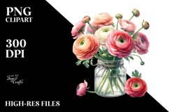 Jar Filled with Ranunculus Watercolor Product Image 3