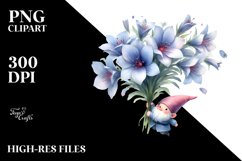 Cute Small Gnome Lobelia Watercolor Clipart Product Image 3