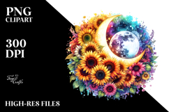 Vibrant Moon with Sunflowers, Transparent PNG Product Image 2