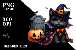 Baby Black Cat Halloween Grave | Clipart Product Image 2