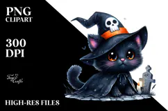 Baby Black Cat Halloween Grave | Clipart Product Image 2