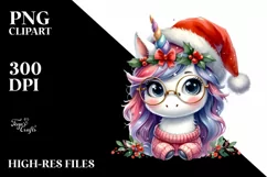 Dumb Unicorn with Santa Hat PNG Product Image 2