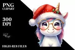 Dumb Unicorn with Santa Hat PNG Product Image 2