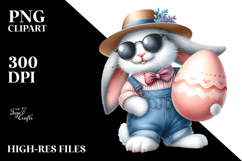 Smiling Bunny with Big Egg PNG Product Image 2