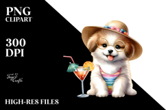 Cute Puppy in Beachwear PNG Product Image 2