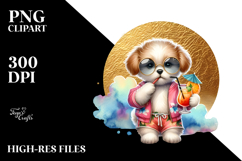Cute Puppy Drinking Cocktail PNG Product Image 2