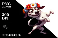 Dramatic Dog with Flower Crown PNG Product Image 2