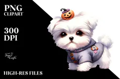 Expressive Watercolor Maltese with Cool Haircut PNG Product Image 2