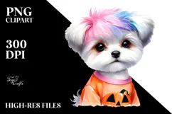 Expressive Watercolor Maltese with Cool Haircut PNG Product Image 2