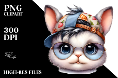 Energetic Baby Bunny with Cool Haircut PNG Product Image 2