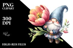 Floating Small Gnome with Tulip PNG Product Image 2