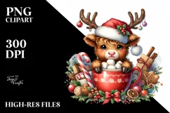 Cute Highland Cow with Christmas Enjoyment, Transparent PNG Product Image 3