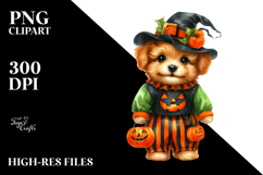 Baby Dog Dressed for Halloween Watercolor | Clipart Product Image 2