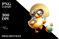 Happy Duck with Beachwear Painting PNG Product Image 2