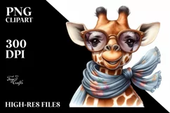 Funny Cute Giraffe Silk Scarf Sunglasses Clipart Product Image 3
