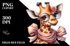 Funny Cute Giraffe Silk Scarf Sunglasses Clipart Product Image 1