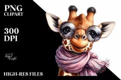Funny Cute Giraffe Silk Scarf Sunglasses Clipart Product Image 3
