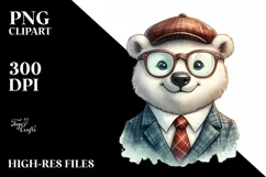 Funny Cute Polar Bear Suit Retro es Clipart Product Image 3