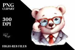 Funny Cute Polar Bear Suit Retro es Clipart Product Image 1